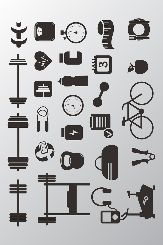 剪影健身器材图标AI矢量设计指南